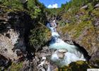 Turquoise glacial water in the ravine