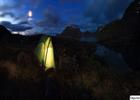 Enlightened tent under the moonlight