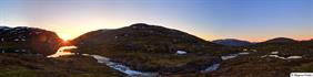 Midnight sun on camping site