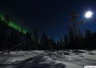 Full moon and northern lights